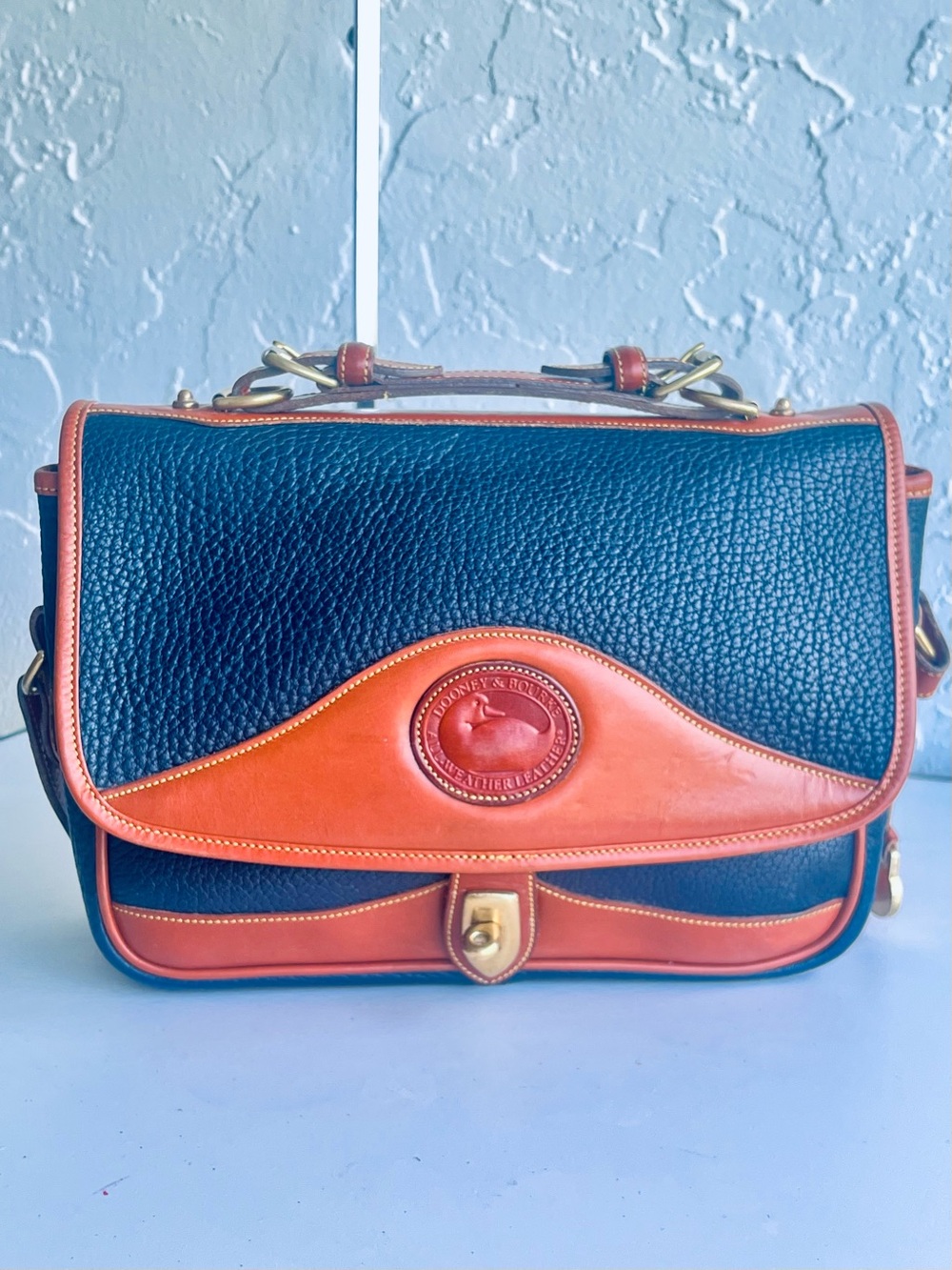 VINTAGE DOONEY & BOURKE REGAL  MINI BRIEFCASE LARGE CARRIER CLASSIC DARK NAVY